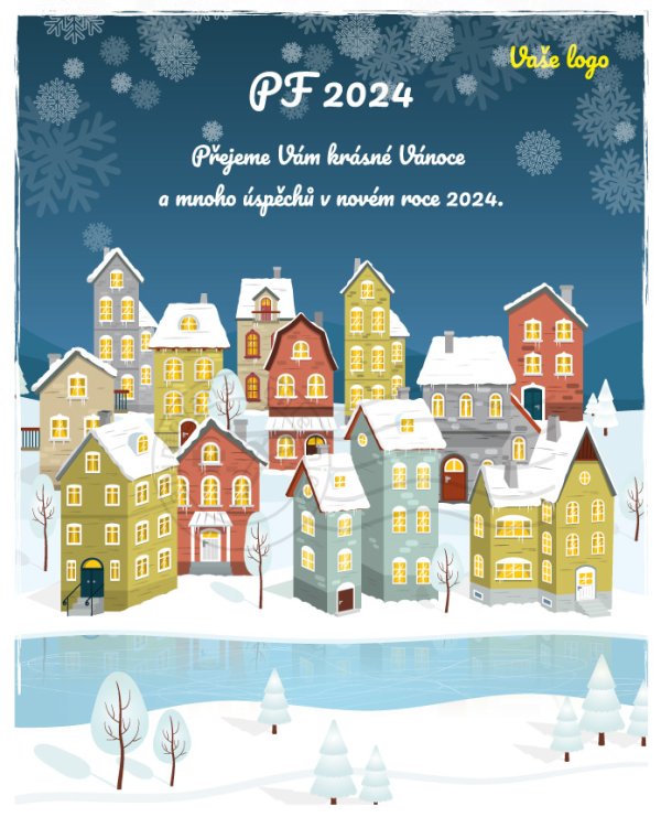 Kouzelné městečko- novoročenka, vánoční přání, PF 2023