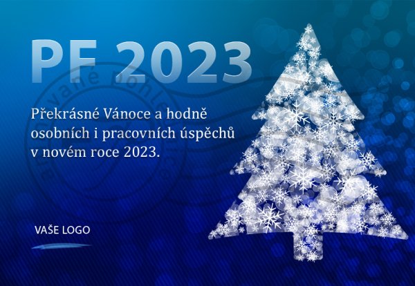Kouzelný strom (modré pozadí)- novoročenka, vánoční přání, PF 2023