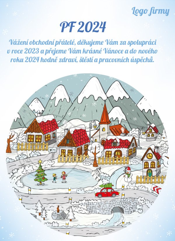 Zimní motiv 4- novoročenka, vánoční přání, PF 2023