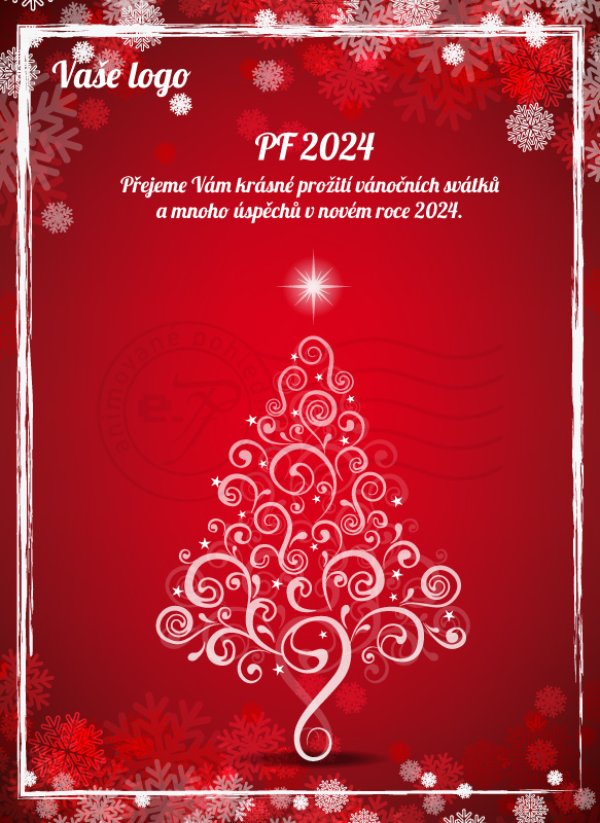 Ozdobné vlnky (červená)- novoročenka, vánoční přání, PF 2023