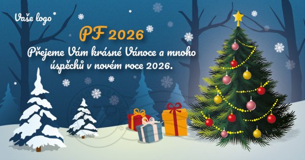 Kouzelný les- novoročenka, vánoční přání, PF 2023