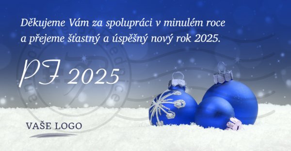 Modré ozdoby- novoročenka, vánoční přání, PF 2023