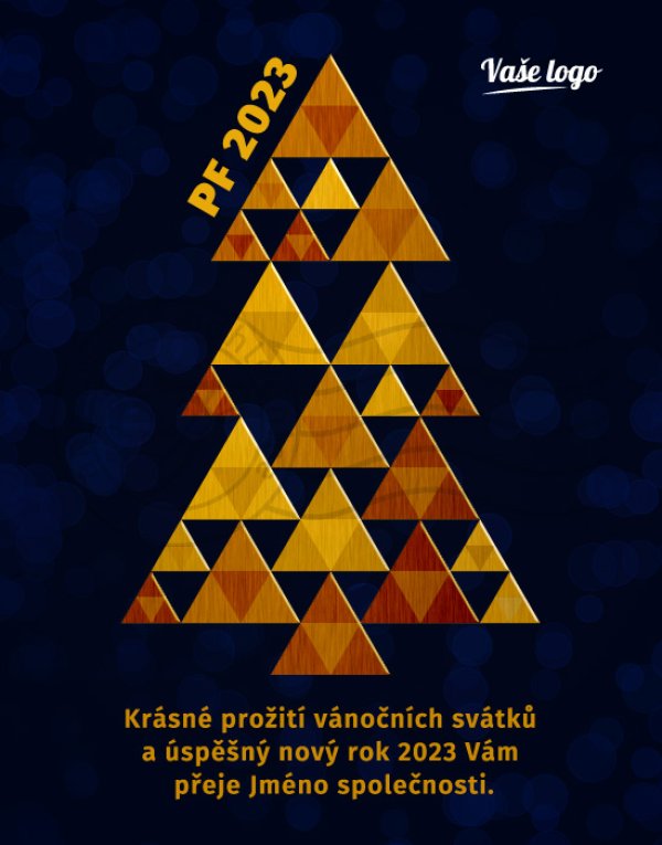 Triangle stromek (zlatý)- novoročenka, vánoční přání, PF 2023