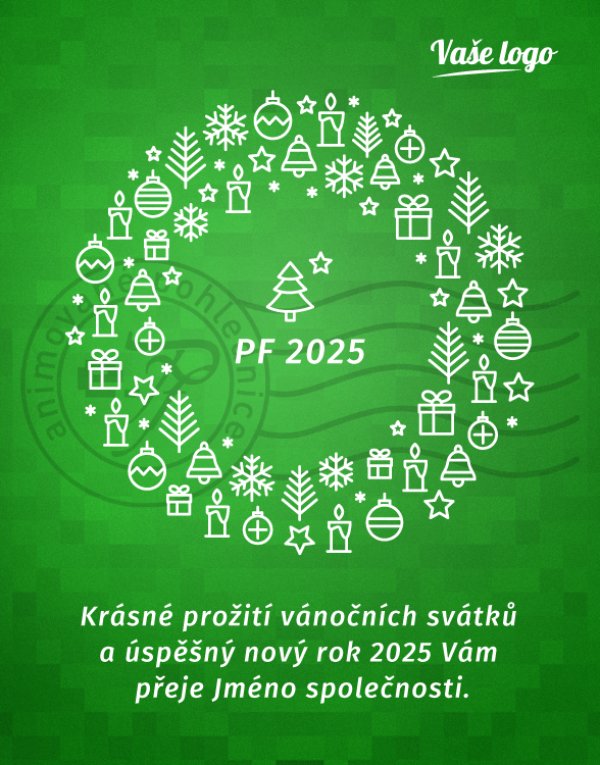 Vánoční symboly (tmavé pozadí)- novoročenka, vánoční přání, PF 2023