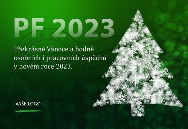 Kouzelný strom (zelené pozadí)- novoročenka, vánoční přání, PF 2023