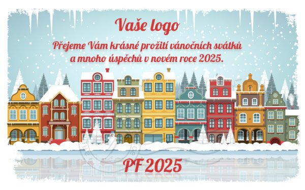 Městečko- novoročenka, vánoční přání, PF 2023